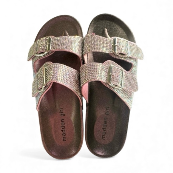 🆕 Madden Girl Women’s PINK Rhinestone Sandals • Size 7M - Picture 2 of 6